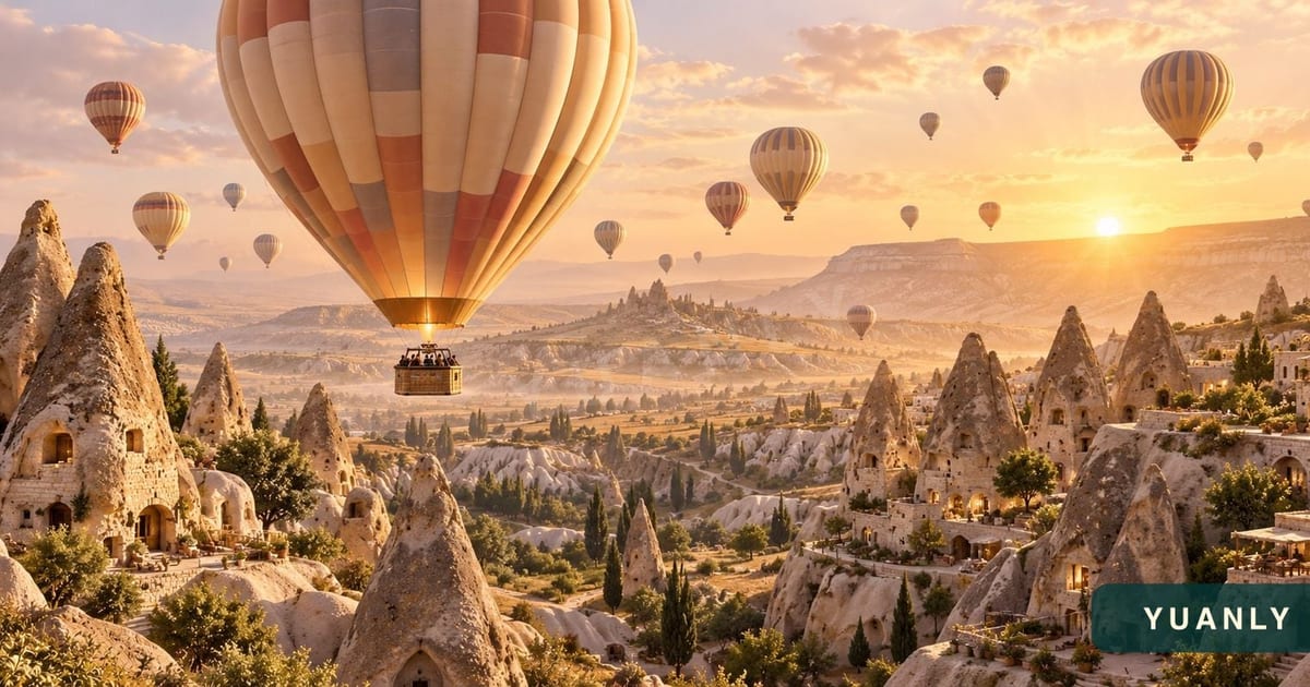 Cappadocia Sunrise Hot Air Balloon with Champagne Breakfast · Yuanly representative 3D promotional design